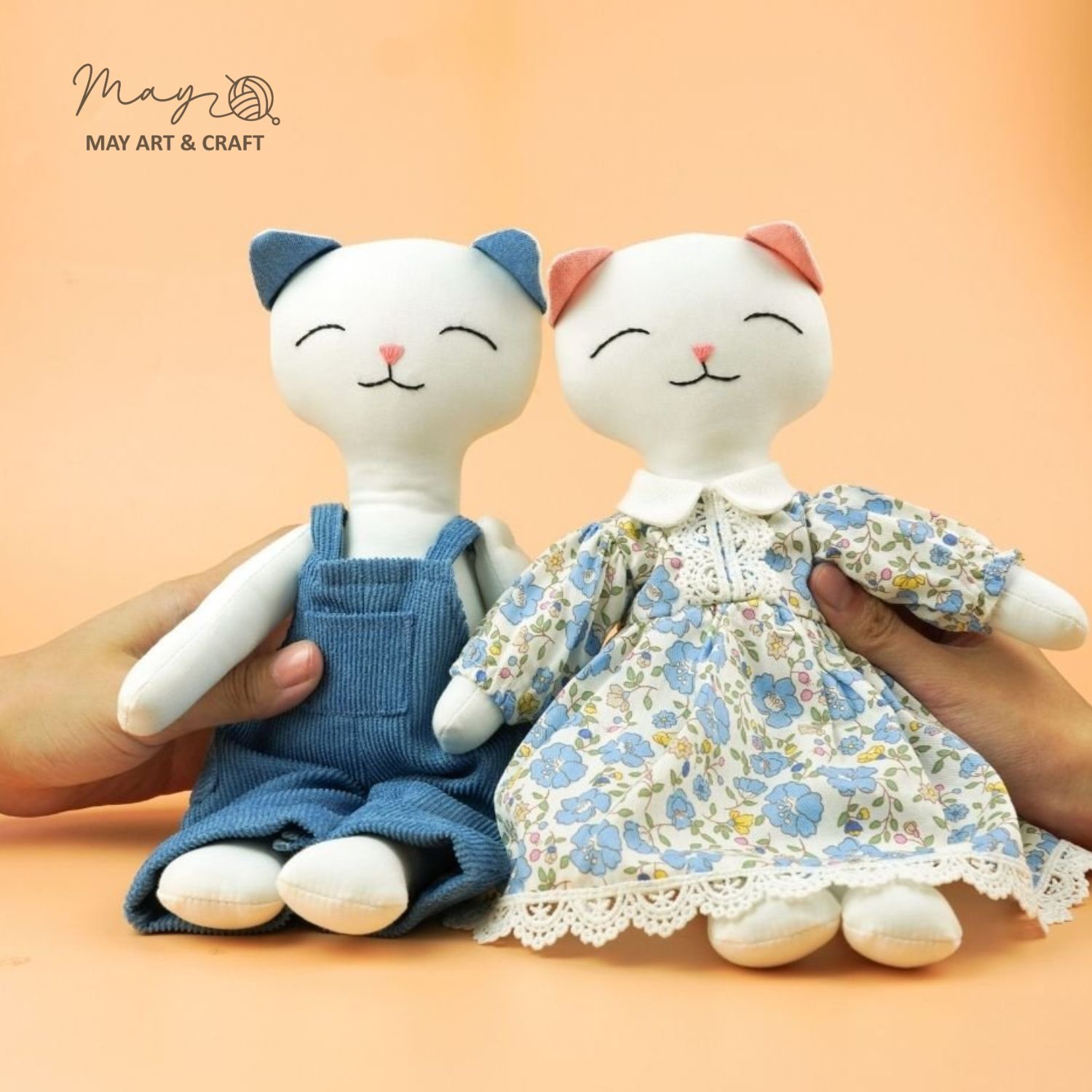 Combo thú bông vải cặp đôi mèo xanh