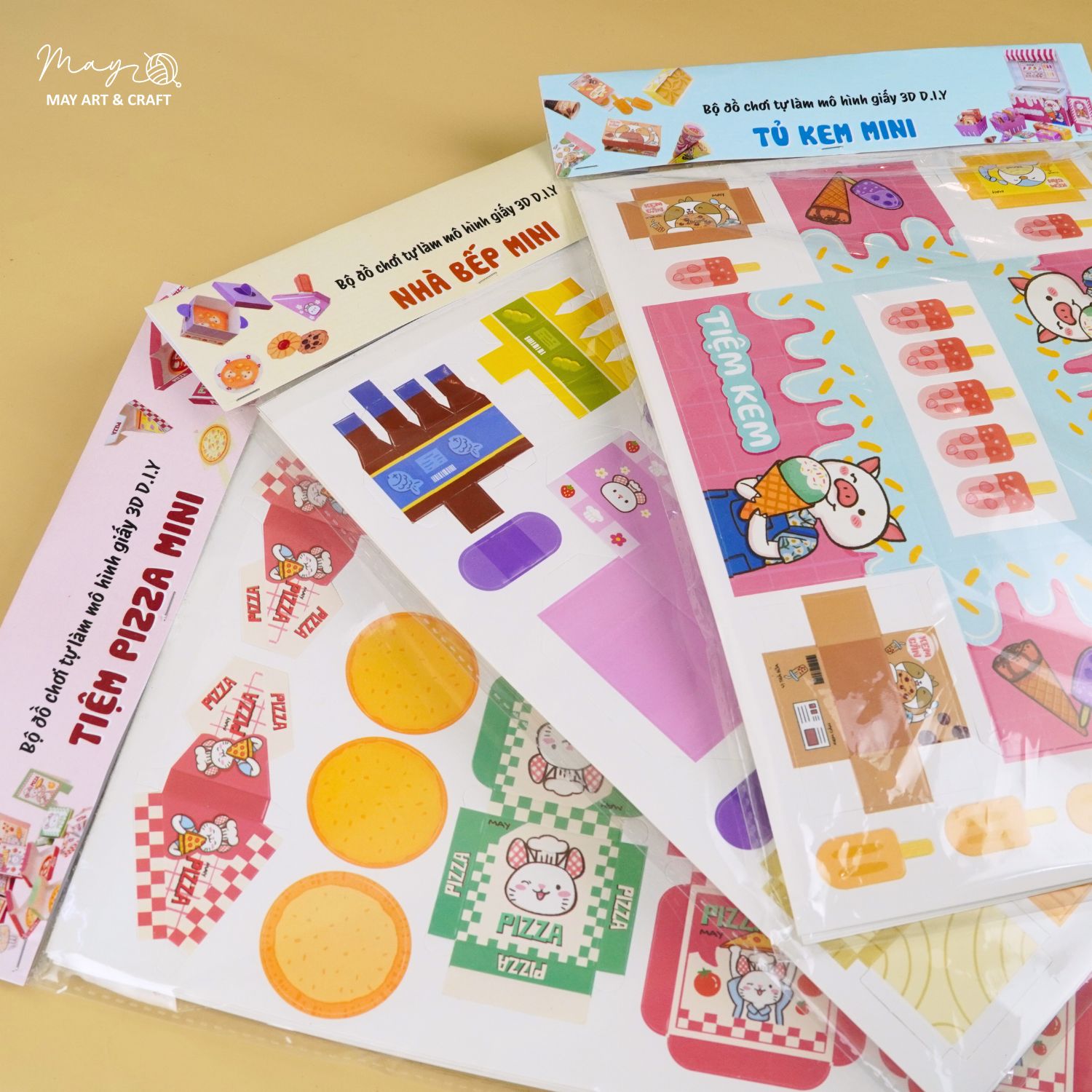 Combo 3 bộ đồ chơi tự làm mô hình giấy 3D DIY