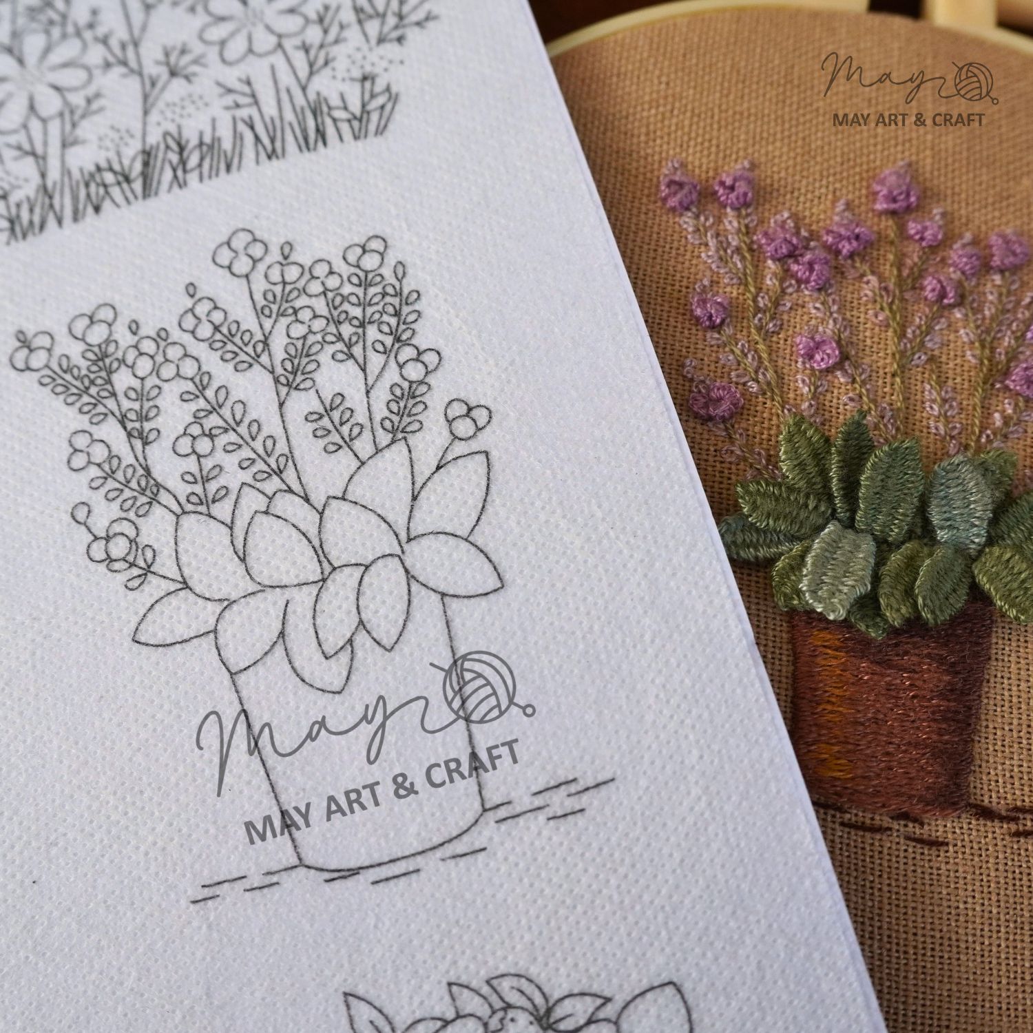 Mếch tan dính in sẵn mẫu thêu tiện lợi