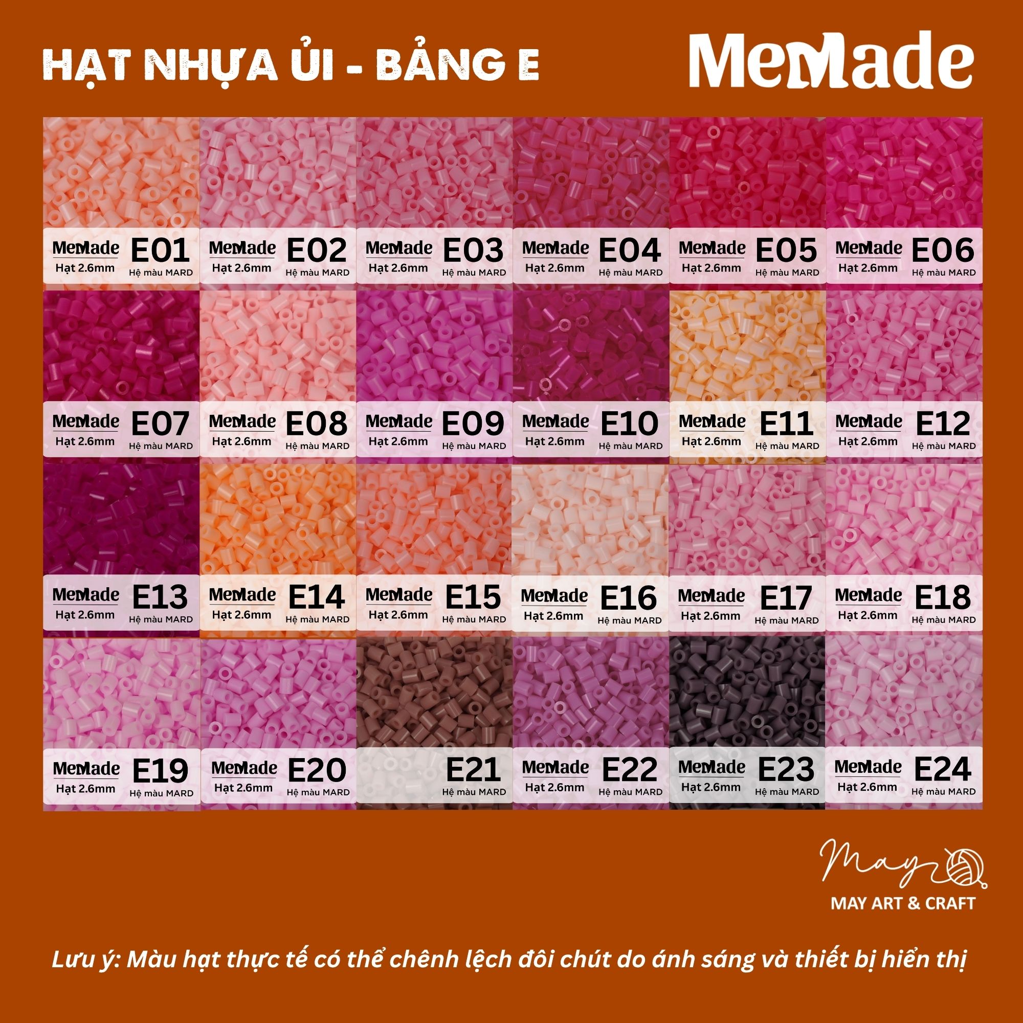 Hạt nhựa ủi refill 2.6mm hạt xịn chính hãng Memade đủ 221 mã màu, chọn lẻ theo màu