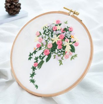 Kit thêu bó hoa (khung 20cm)