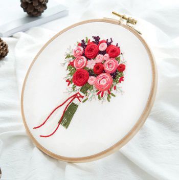 Kit thêu bó hoa (khung 20cm)