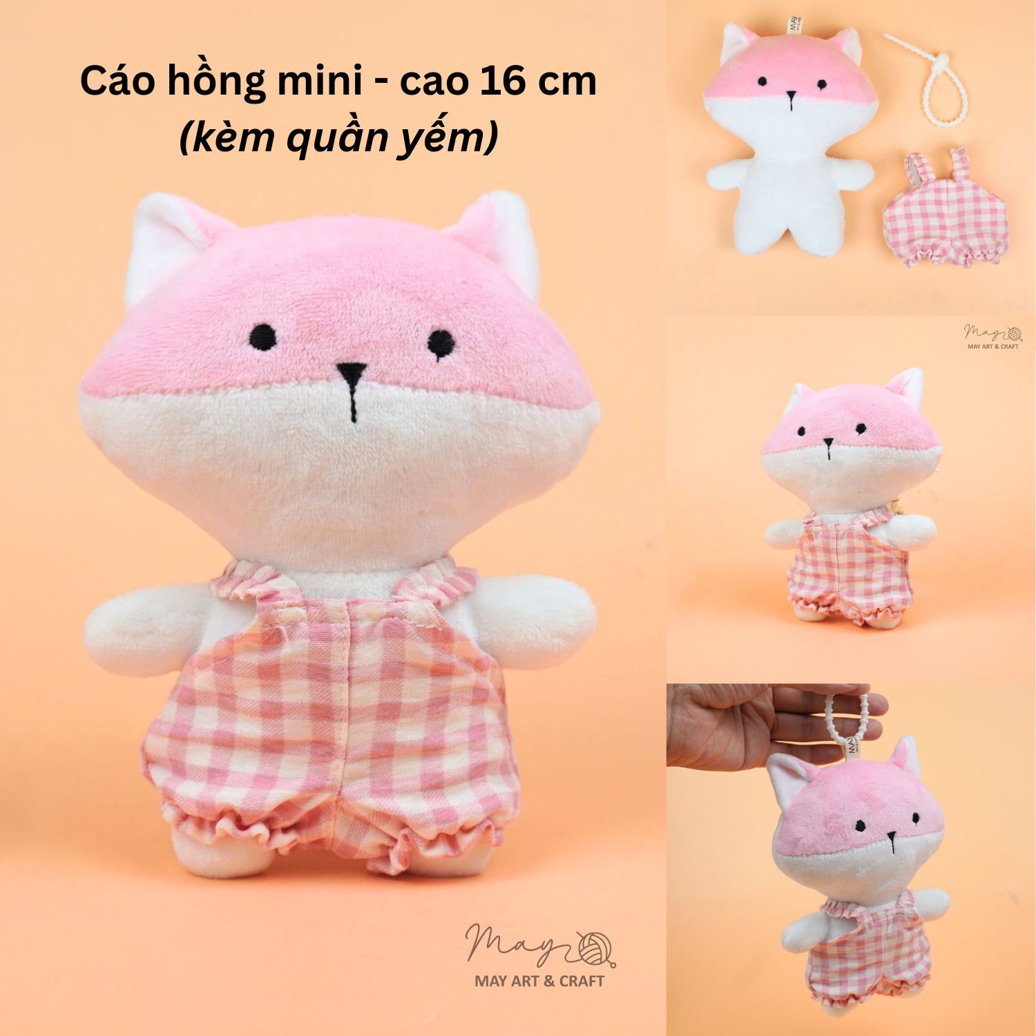Thú bông mini kèm trang phục và móc treo silicon