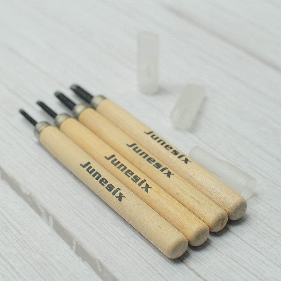 Dao khắc cán gỗ Junesix lưỡi tròn (giá 1 chiếc)