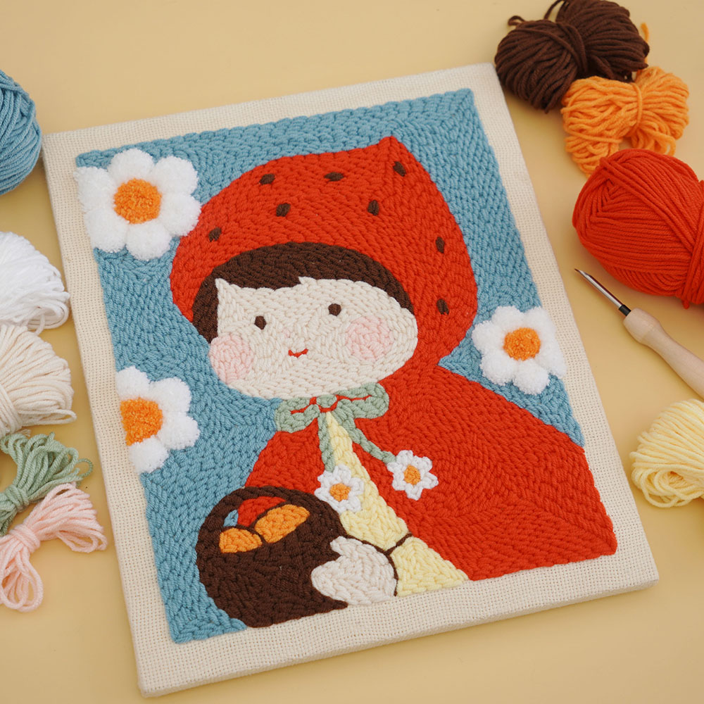 Set thêu tranh len nổi khung gỗ (punch needle) nhiều mẫu