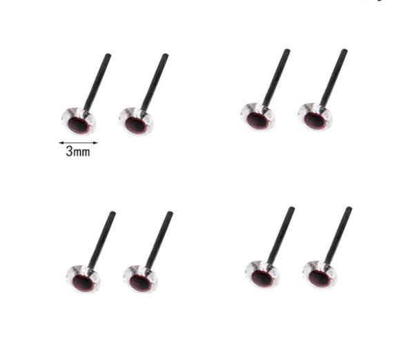 Mắt nhựa gắn thú hột nhãn (10 đôi) - 6mm