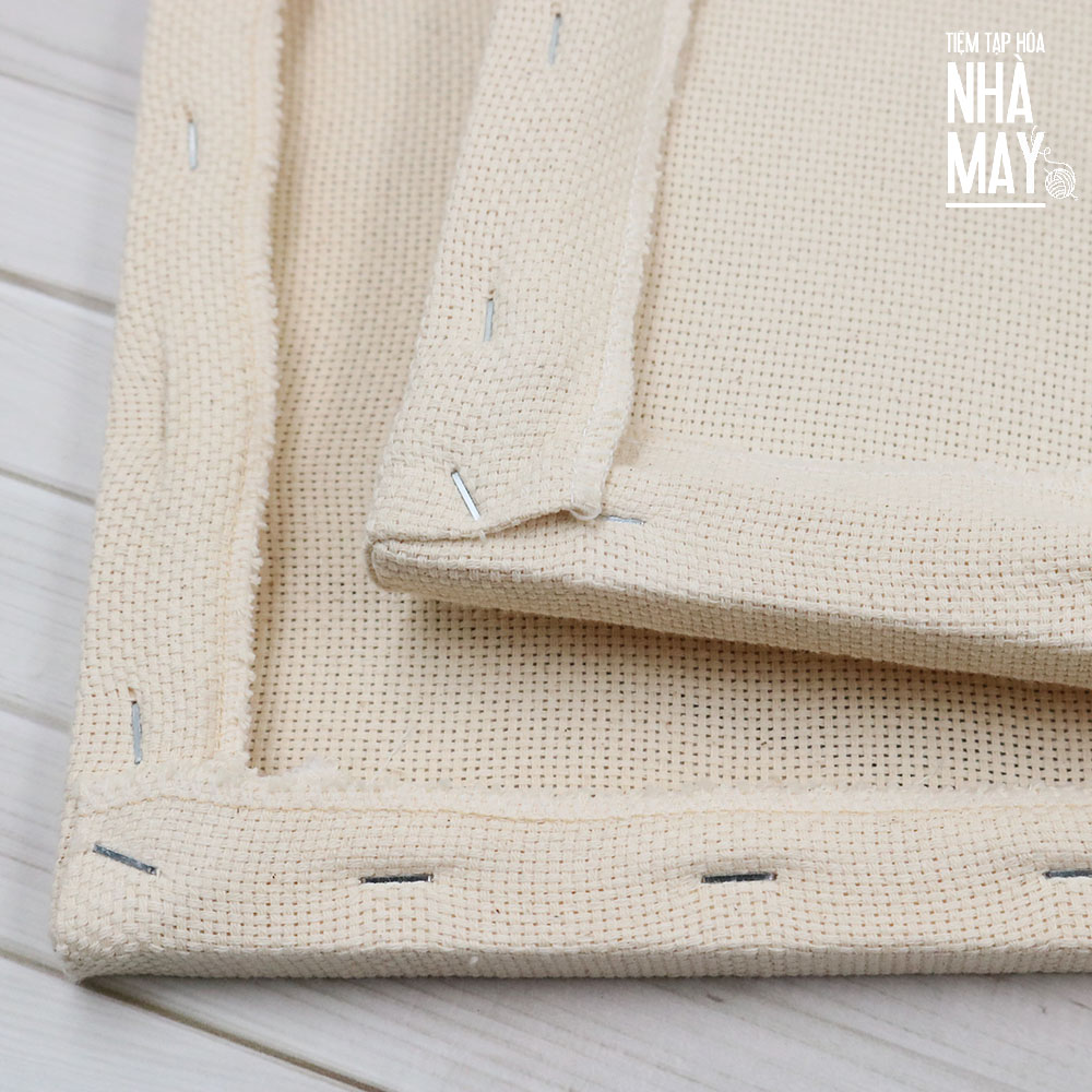 Khung gỗ căng sẵn vải aida mềm thêu tranh len nổi punch needle