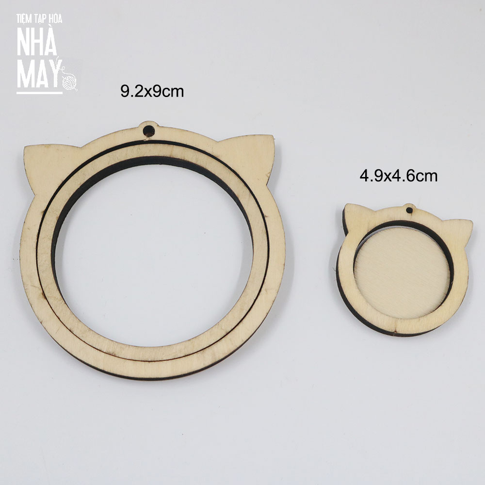 Khung thêu gỗ mini làm phụ kiện - vuông 3.6x3cm