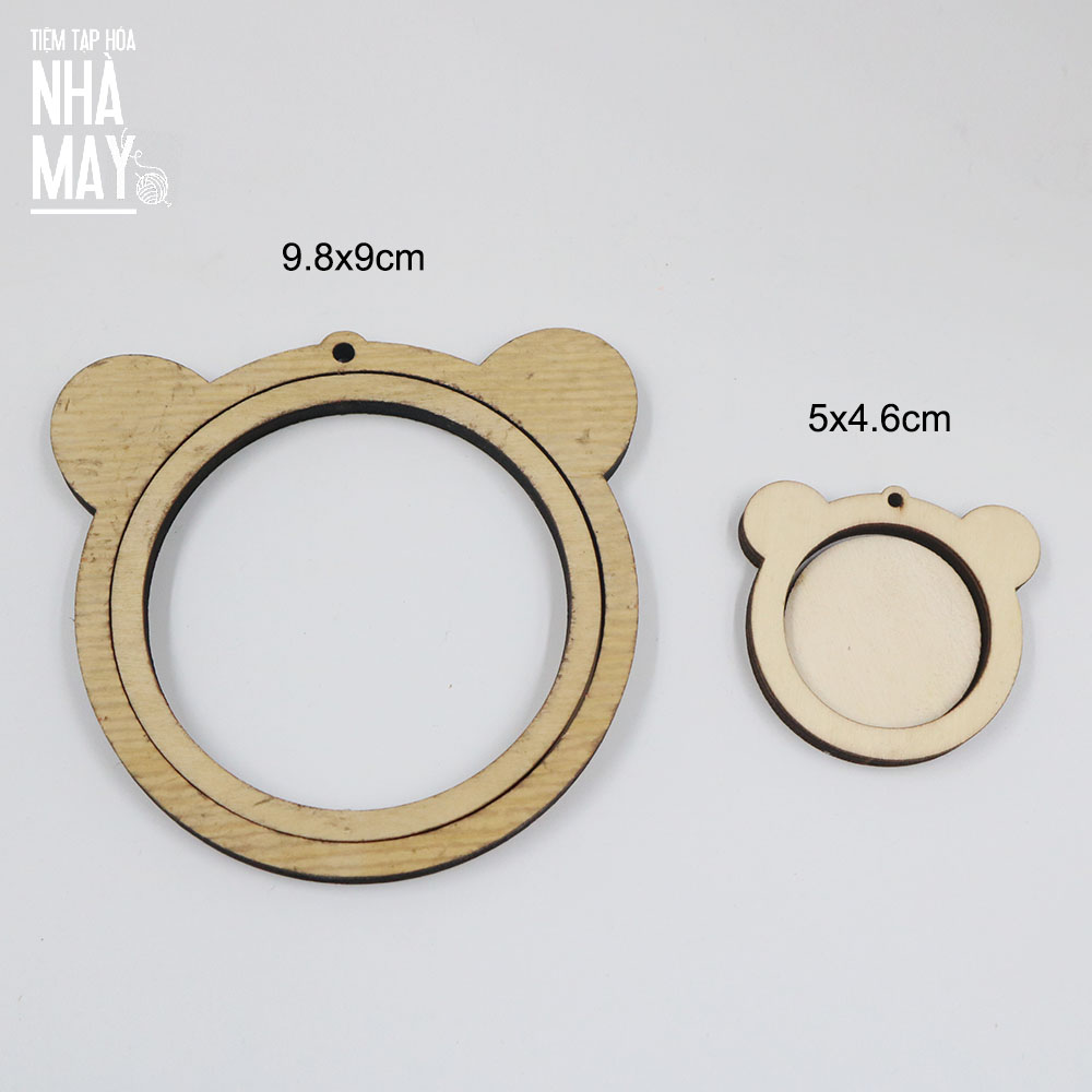 Khung thêu gỗ mini làm phụ kiện - vuông 3.6x3cm