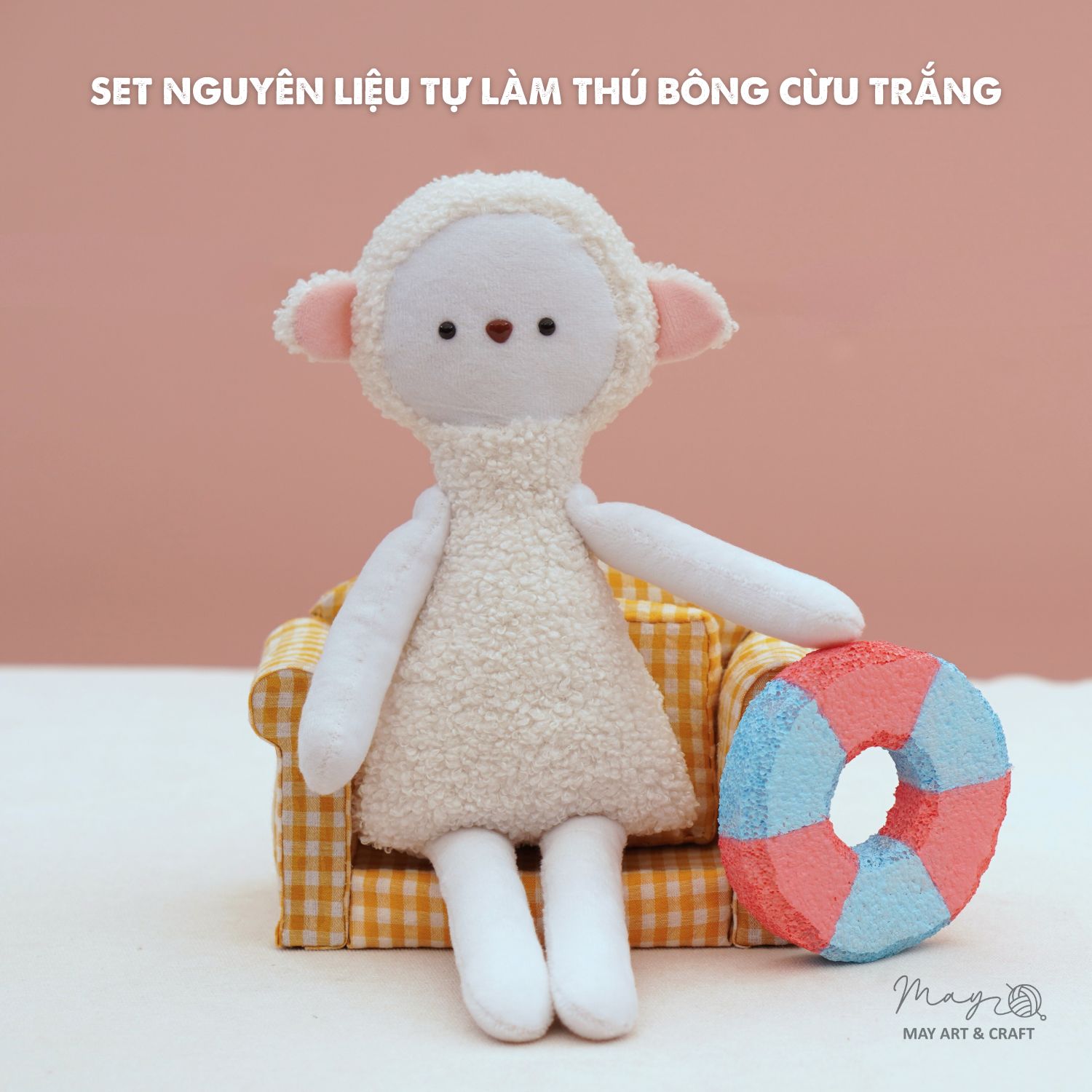 Set nguyên liệu tự làm thú bông cừu trắng