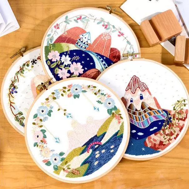 Kit thêu tranh phong cảnh (khung 24cm)