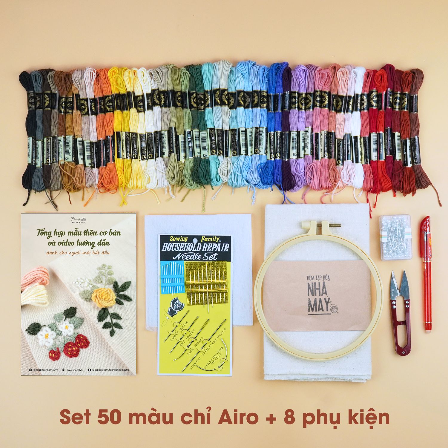 Set thêu tiết kiệm - set dụng cụ thêu cơ bản cho người mới bắt đầu