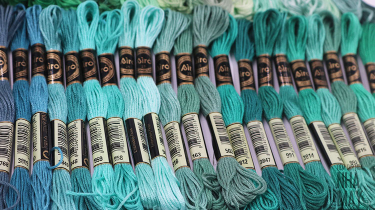 45 tép chỉ hãng Airo theo tông màu - Set màu xanh rêu