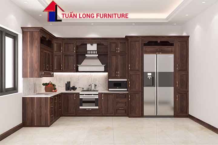 Tủ bếp gỗ gõ 05 | Tủ bếp Tuấn Long