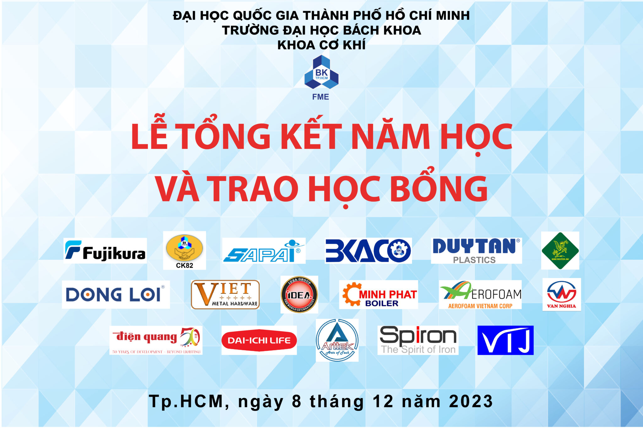 LỄ TỔNG KẾT VÀ TRAO HỌC BỔNG KHOA CƠ KHÍ - ĐẠI HỌC BÁCH KHOA TPHCM