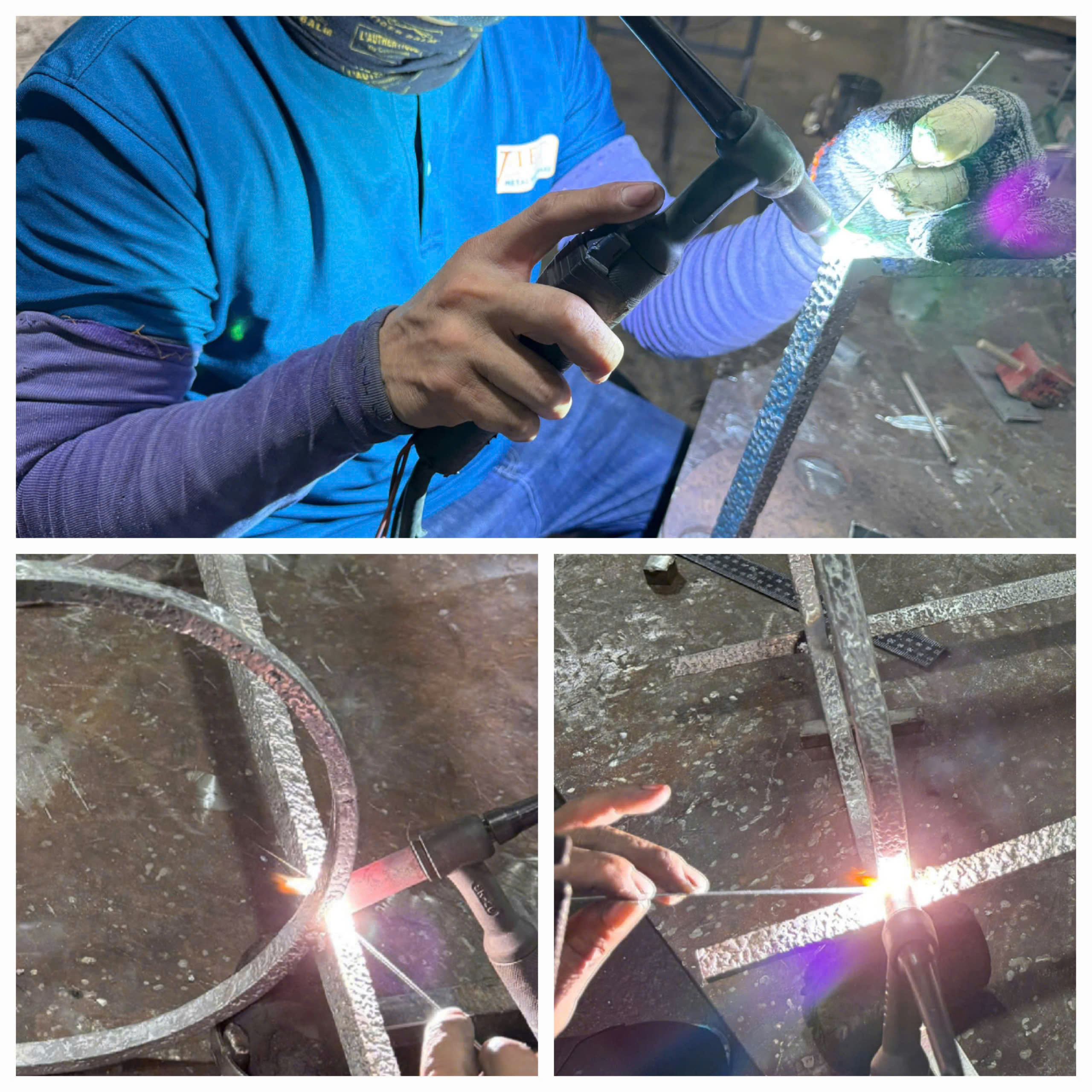 Welding Casted Aluminium Hammering Texture on Metal Furniture, Interior