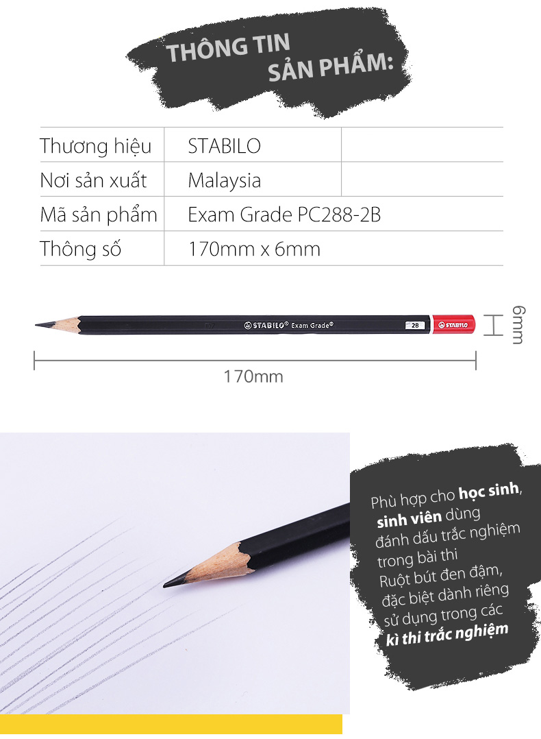 Hộp 12 chì gỗ STABILO Exam Grade 288(T) HB/2B