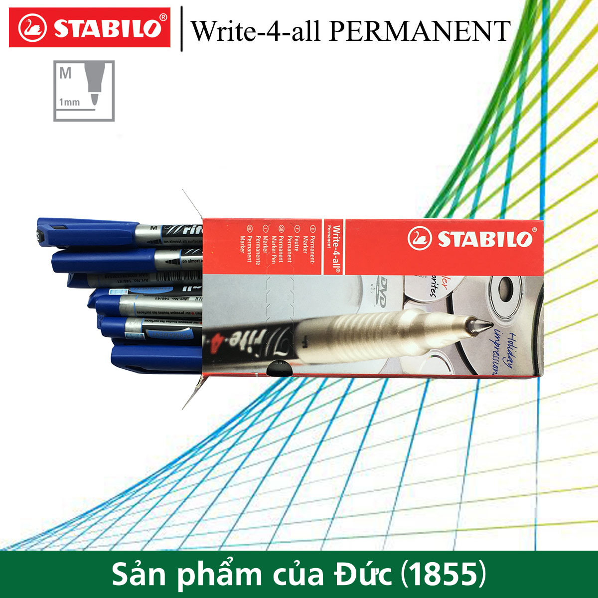 Hộp 10 bút kỹ thuật STABILO Write-4-all PERMANENT F 1.0mm AP146M