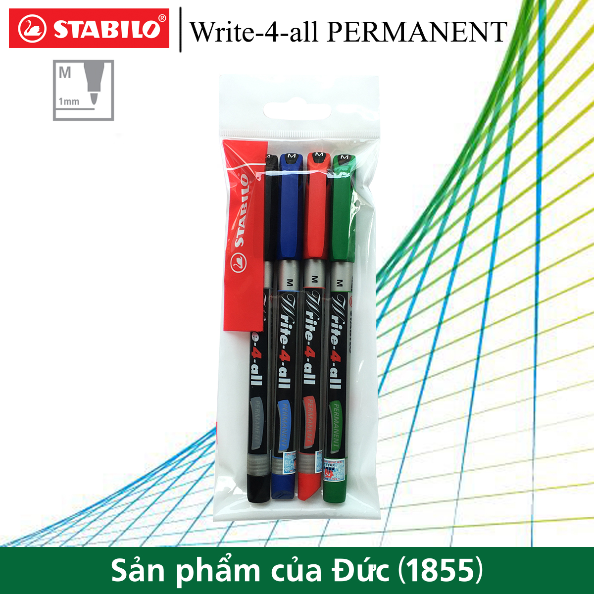 Bộ 4 bút kỹ thuật STABILO Write-4-All PERMANENT M 1.0mm AP146M