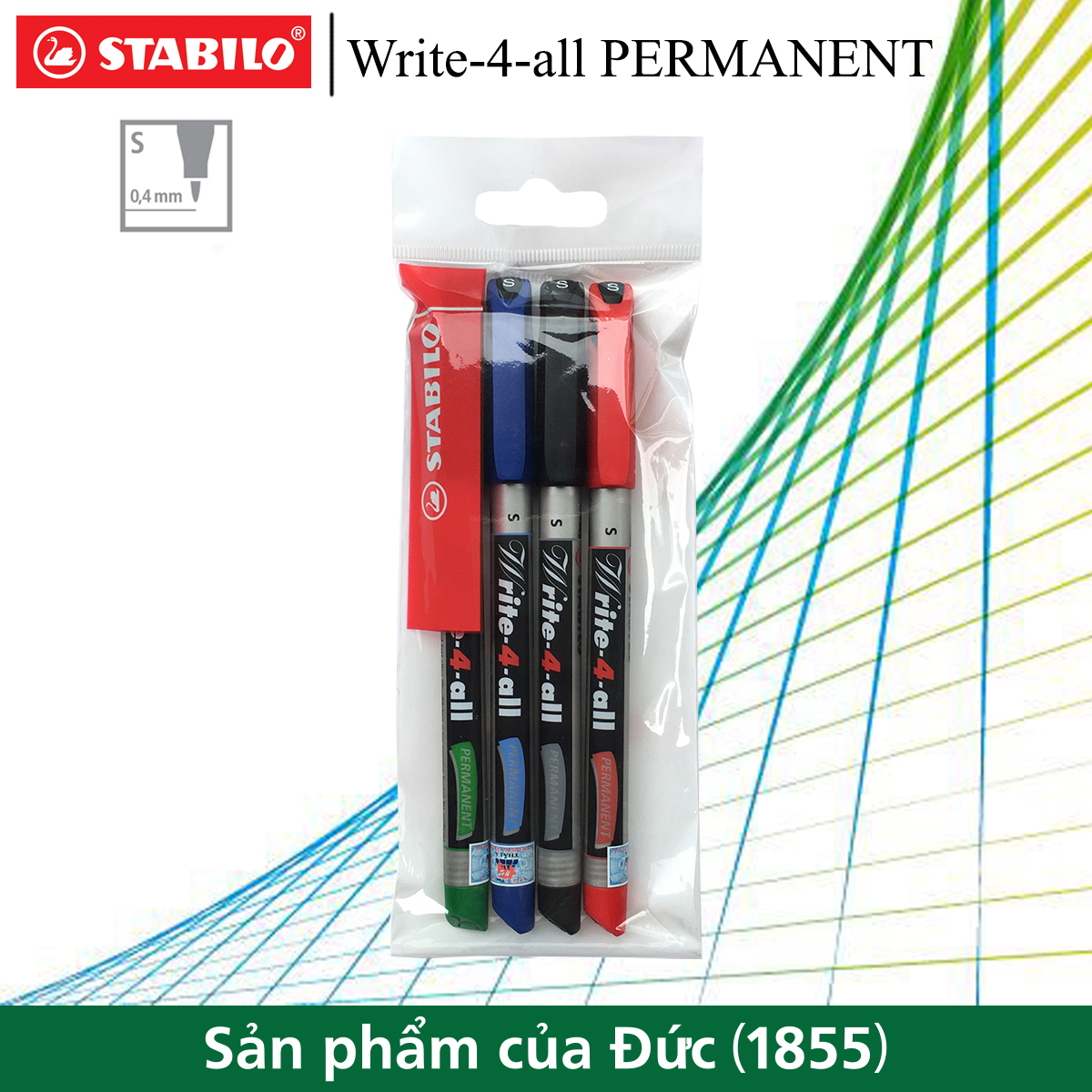 Bộ 4 bút kỹ thuật STABILO Write-4-All PERMANENT S 0.5mm AP166S