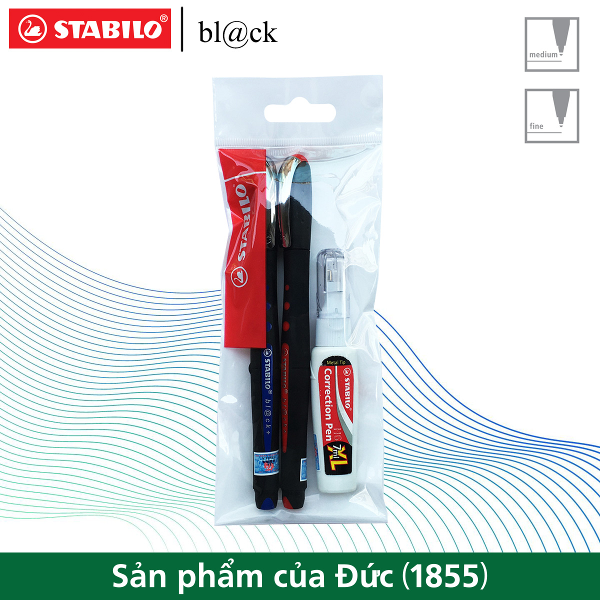 Bộ 2 bút bi ký STABILO bl@ck+ BLKF 0.7mm
