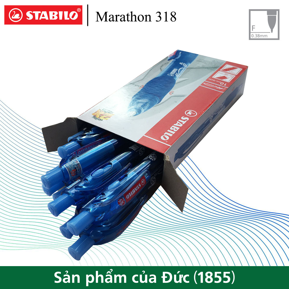 Hộp 10 bút bi bấm STABILO Marathon 318F 0.7mm