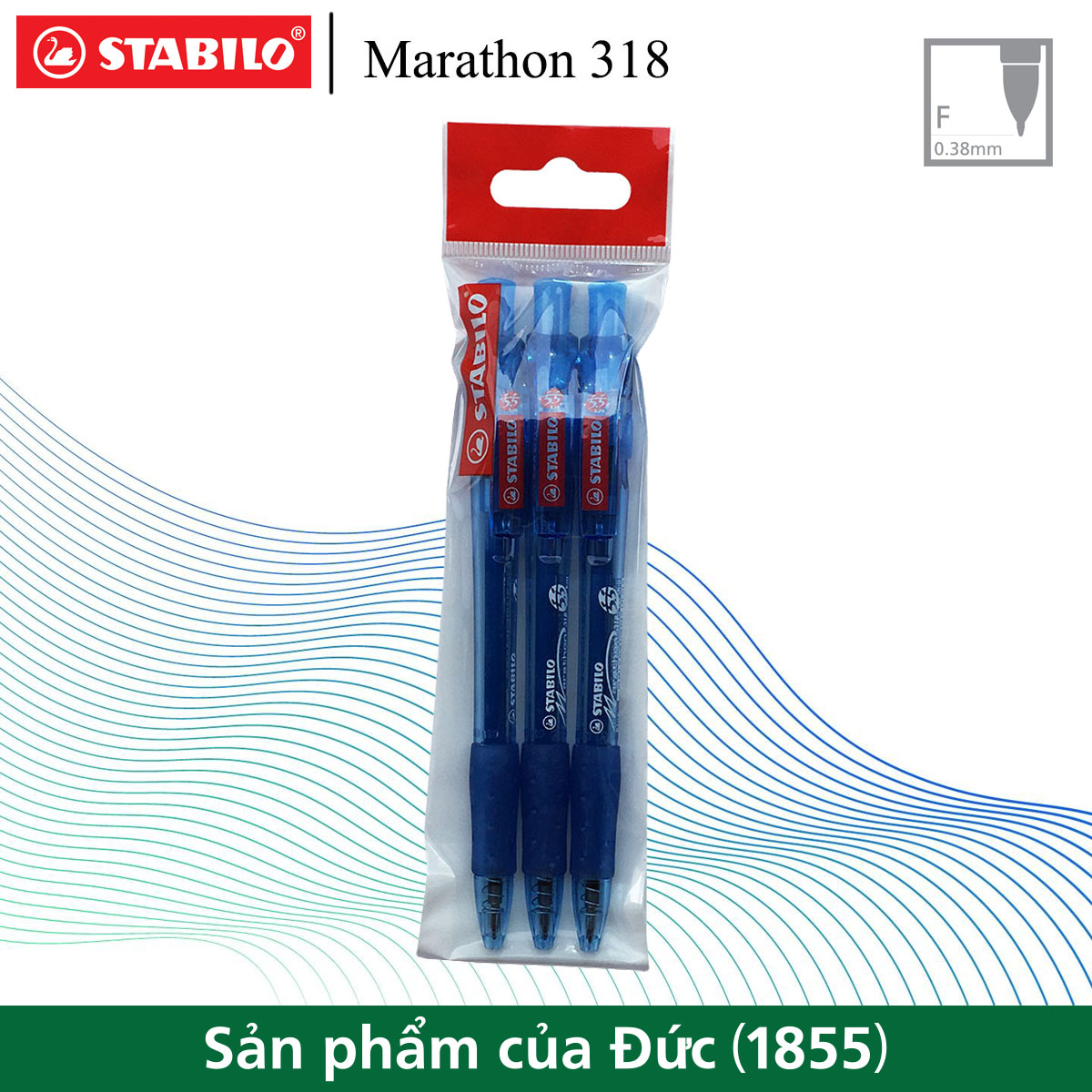 Bộ 3 cây bút bi STABILO Marathon BP318 0.7mm