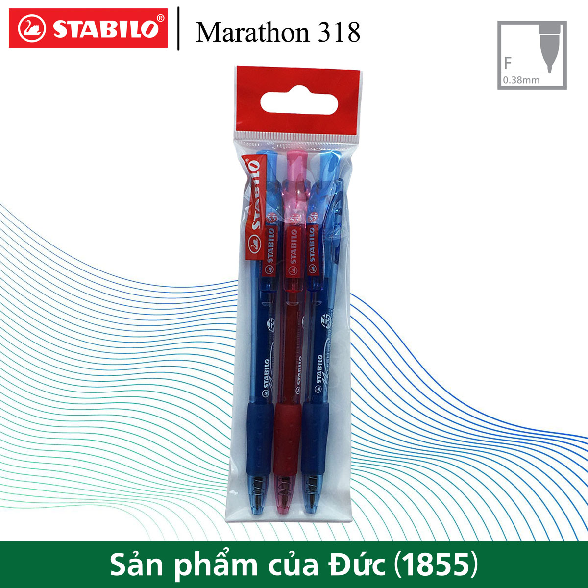 Bộ 3 cây bút bi STABILO Marathon BP318 0.7mm