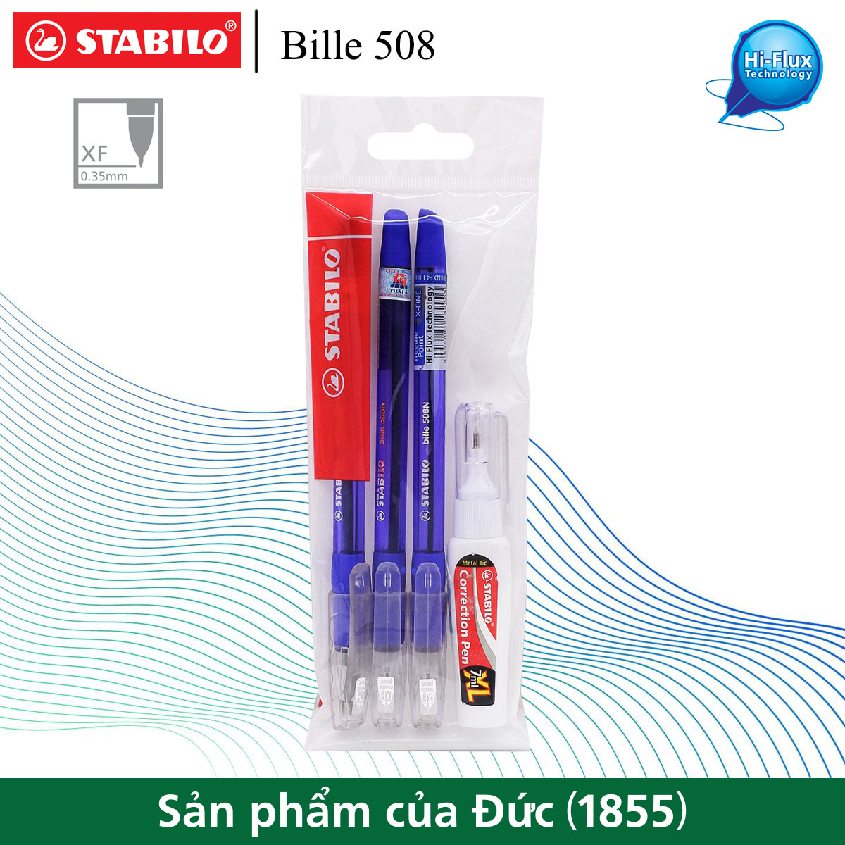 Bộ 3 bút bi STABILO Bille 508NXF nét 0.5mm