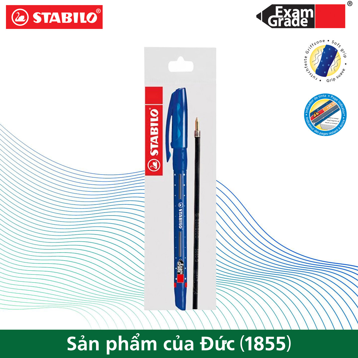 Bộ 1 bút bi STABILO Exam Grade 588F 0.7mm màu xanh+ruột xanh