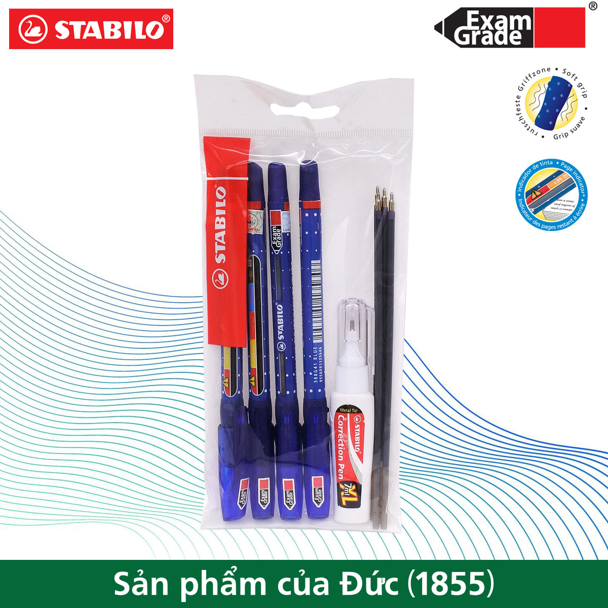 Bộ 4 bút bi STABILO Exam Grade 588F nét 0.7mm