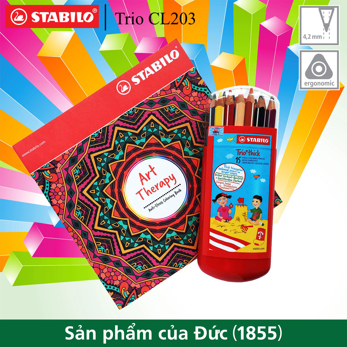 Hộp bút chì màu STABILO Trio Thick 15 màu (CL203-15S)