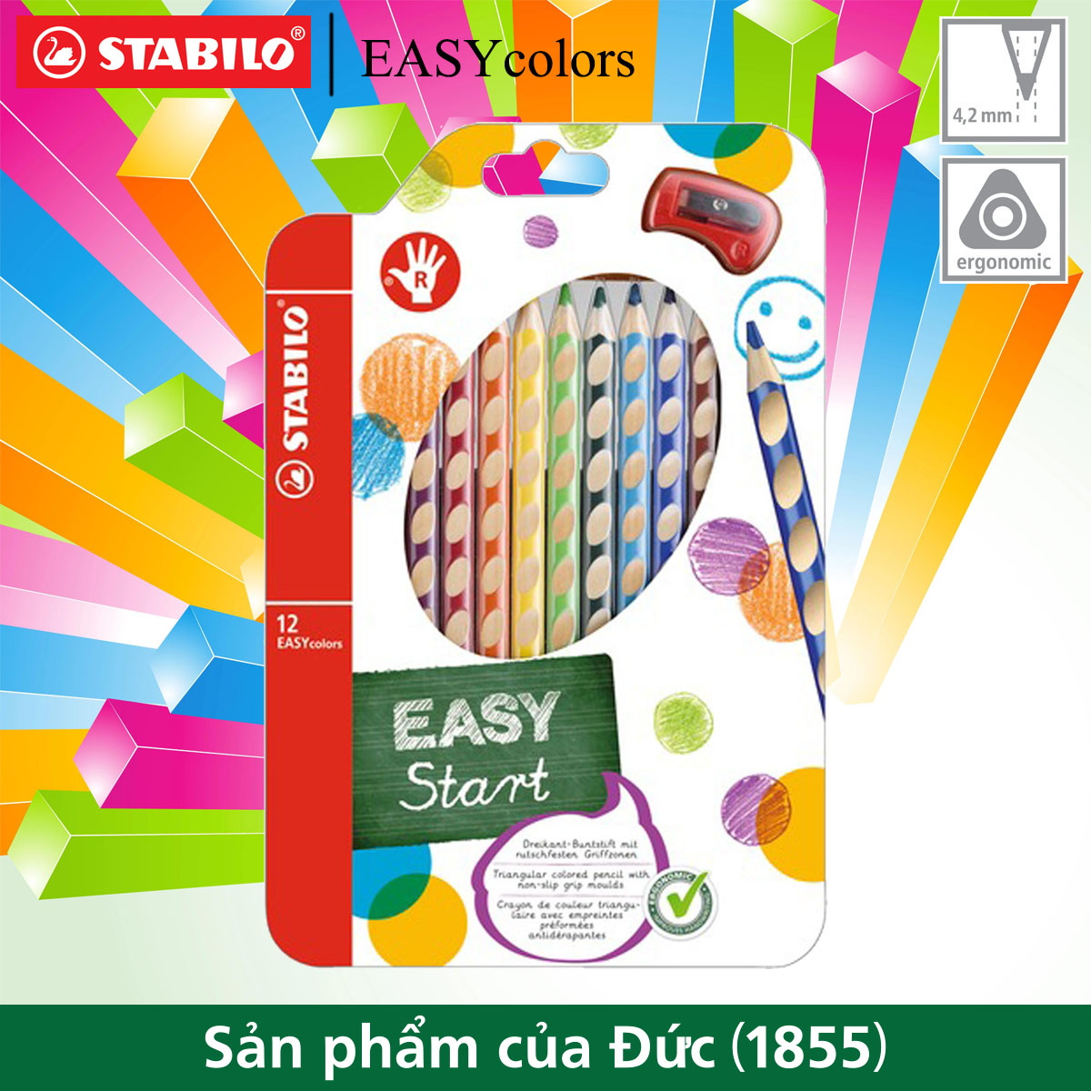 Vỉ bút chì màu thuận tay phải STABILO EASYcolors CLE33R 6/12 màu