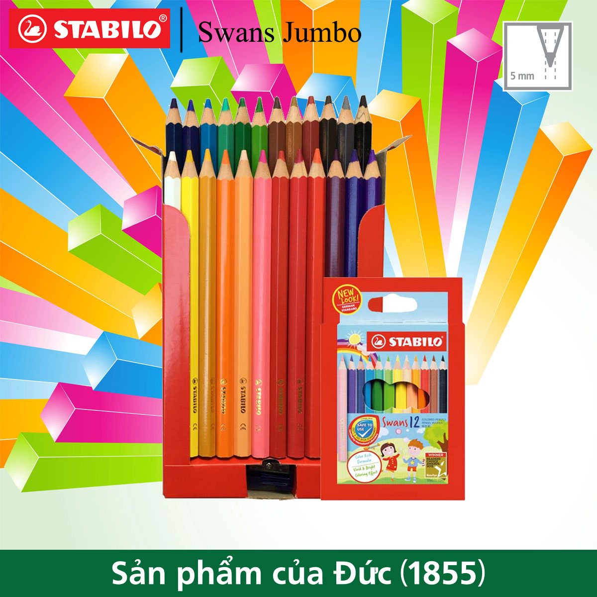 Hộp chì sáp màu STABILO Swans Jumbo 24 màu