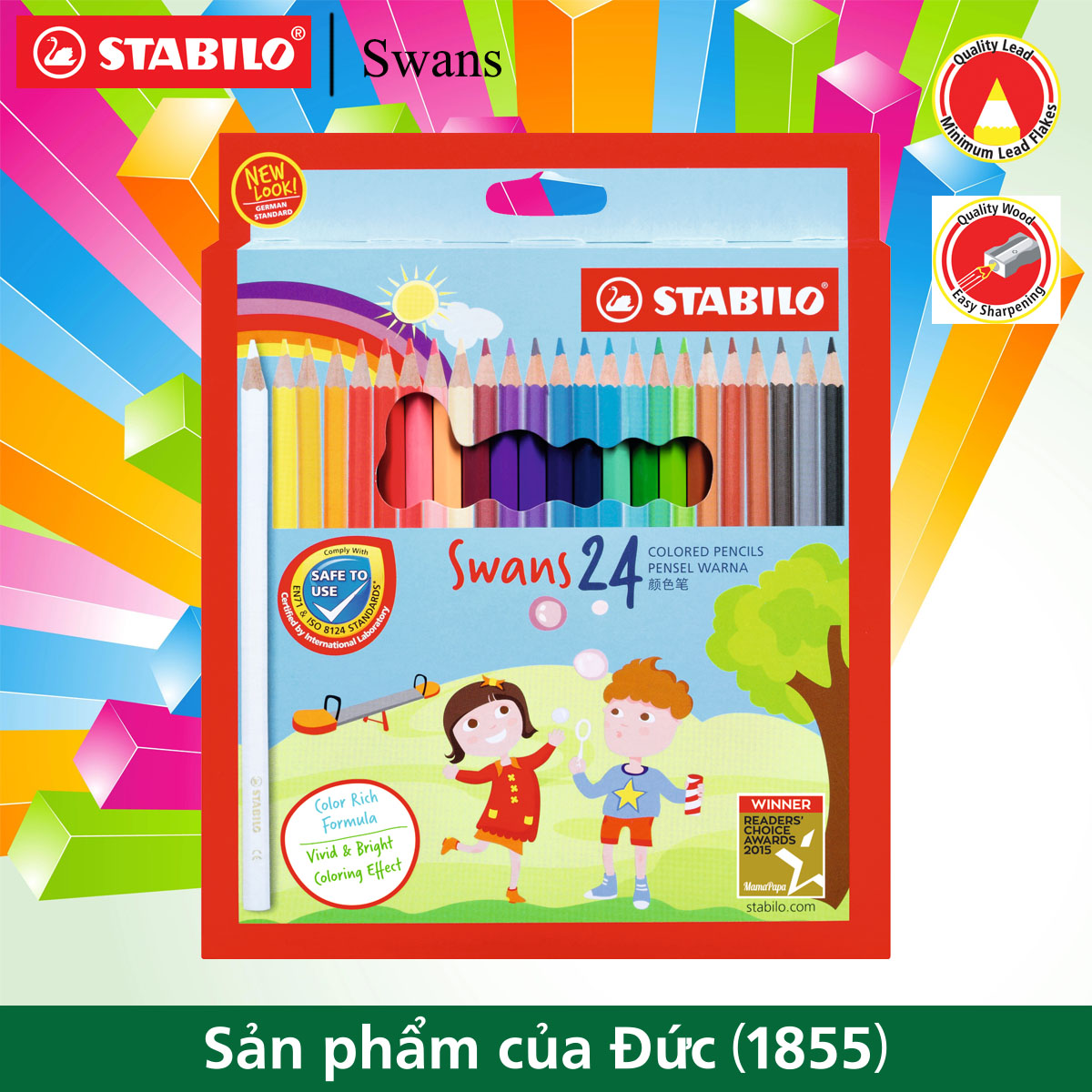 Combo bút chì màu STABILO Swans 24 màu (CLS-24H)