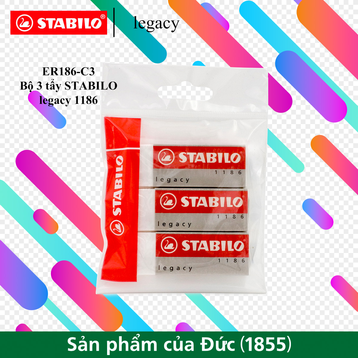 Bộ 3 tẩy STABILO Legacy 1186 (Trắng lớn) (ER186-C3)