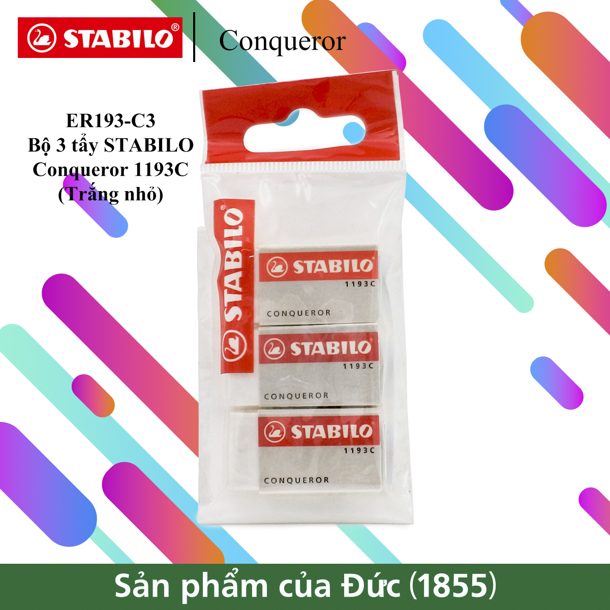 Bộ 3 gôm STABILO Conqueror 1193C (Trắng nhỏ)