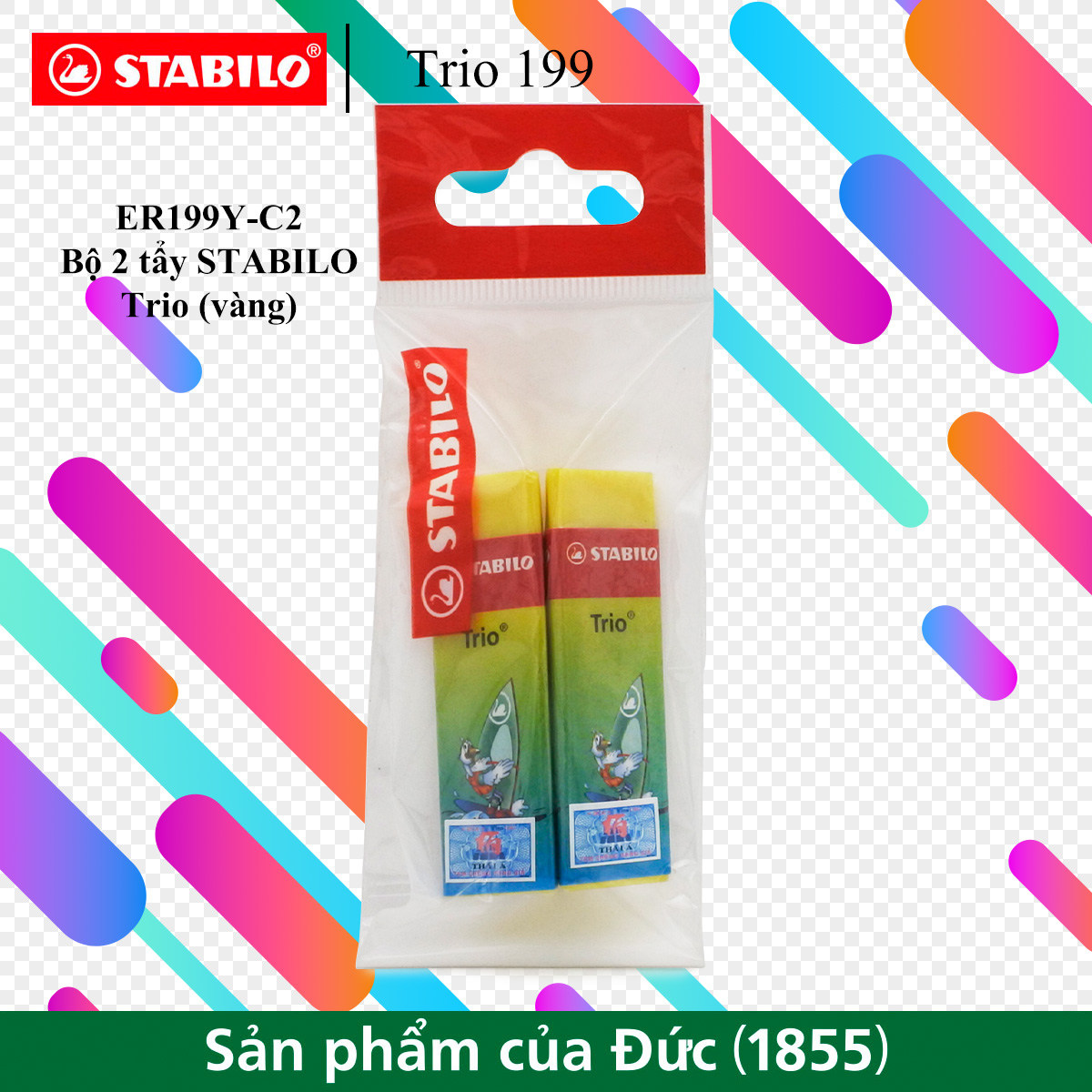 Bộ 2 tẩy STABILO Trio (nhiều màu)