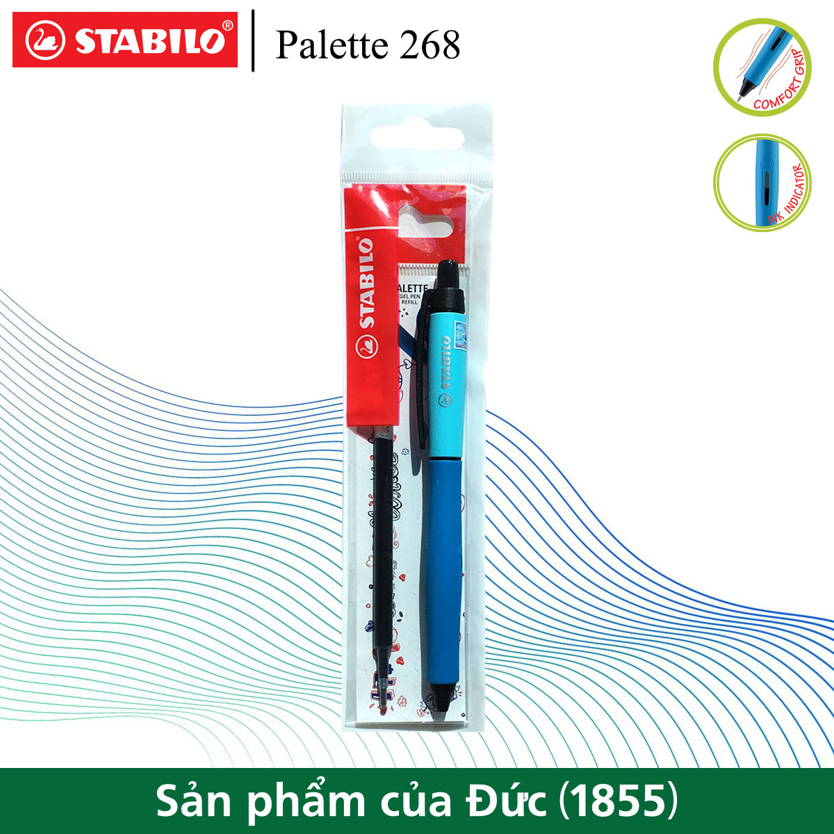 Bộ 1 bút bi mực gel STABILO Palette 268 XF 0.5mm  + 1 Ruột GP268R