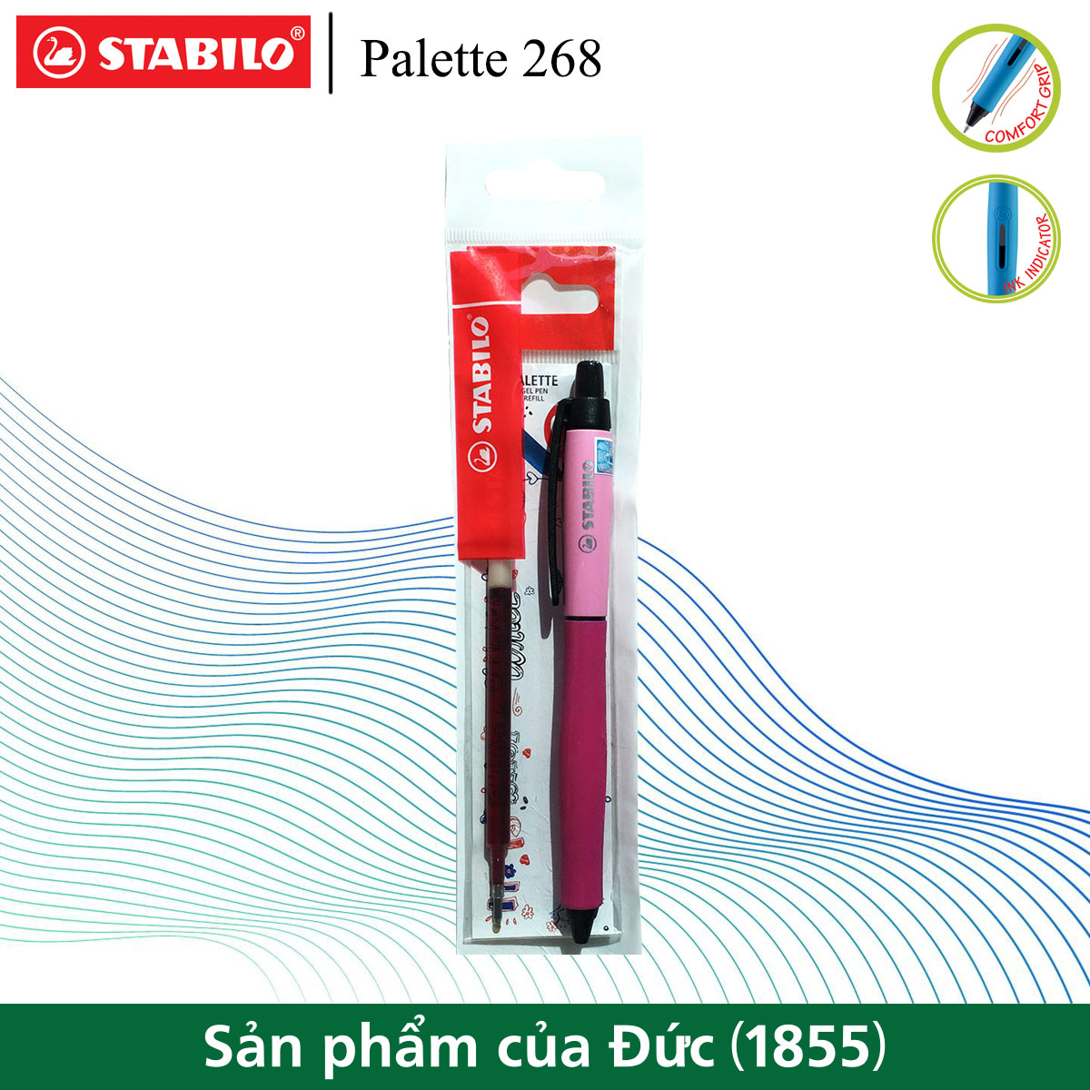 Bộ 1 bút bi mực gel STABILO Palette 268 XF 0.5mm  + 1 Ruột GP268R