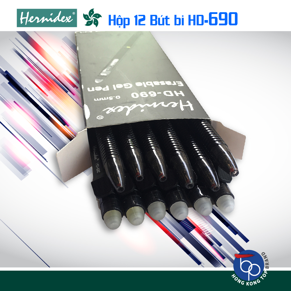 Bộ 12 Bút bi có đầu xóa Hernidex Erasable Gel Pen HD-690