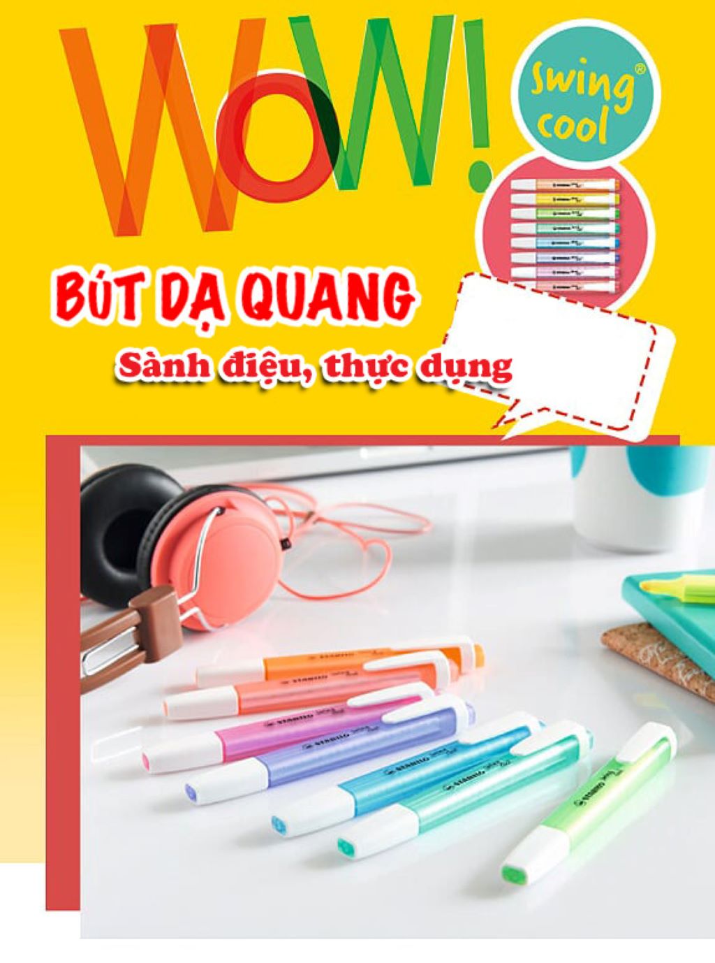 Bộ 5 Bút dạ quang STABILO swing cool (HL275-C5)