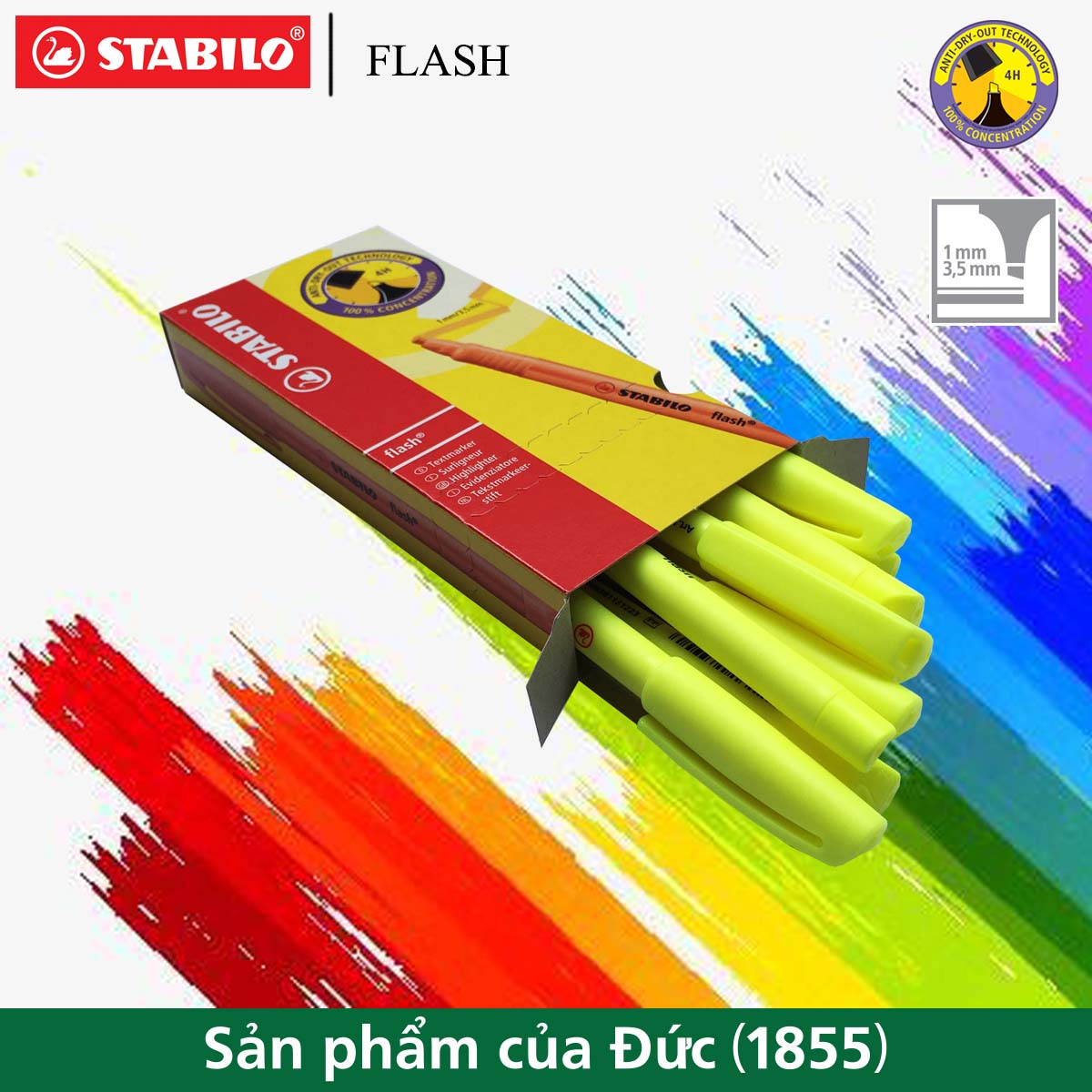 Hộp 10 cây bút dạ quang STABILO FLASH (HL555/10)