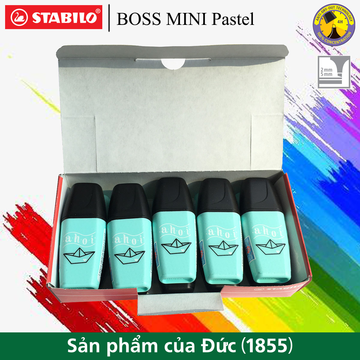 Hộp 10 Bút dạ quang STABILO BOSS MINI 07 Pastel