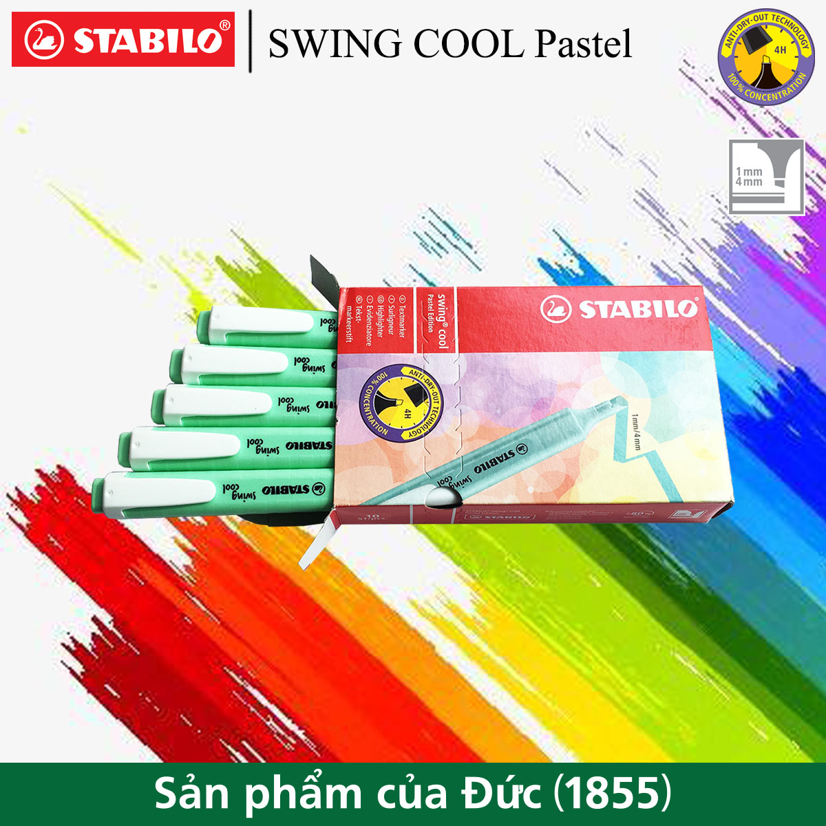 Hộp 10 Bút dạ quang STABILO swing cool pastel 275