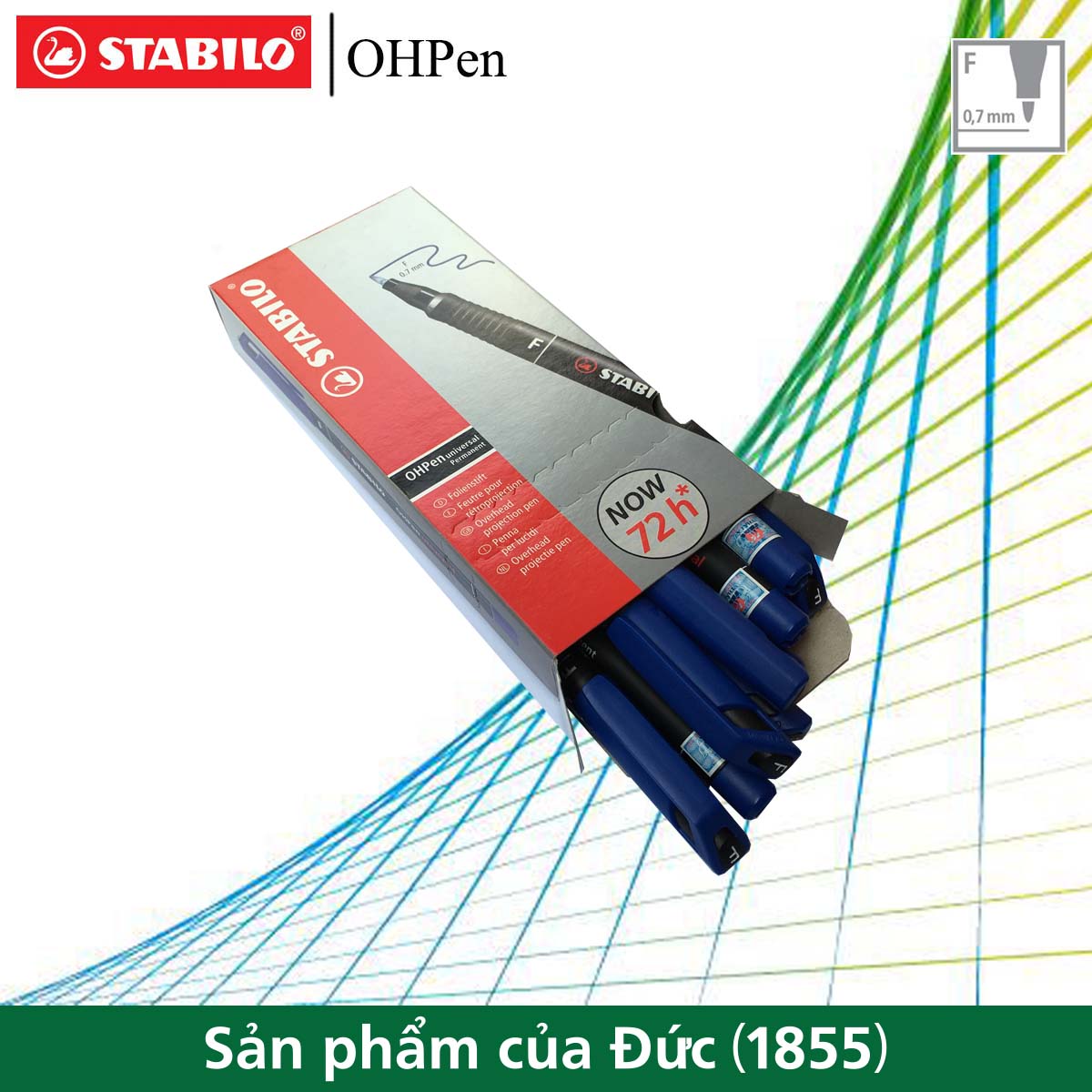 Hộp 10 cây bút viết CD STABILO OHPen F 0.7mm 842F