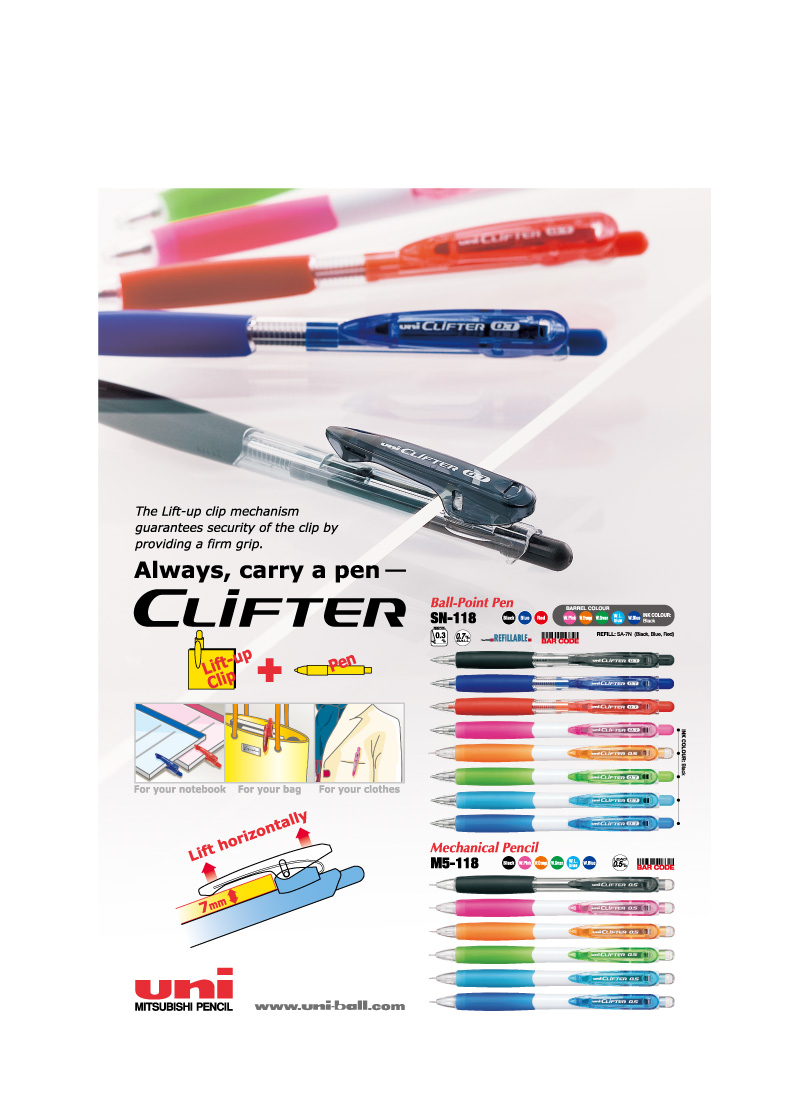 Bộ 1 bút chì bấm UNI CLIFTER 0.5mm (M5-118) + ruột chì 0.5mm-2B