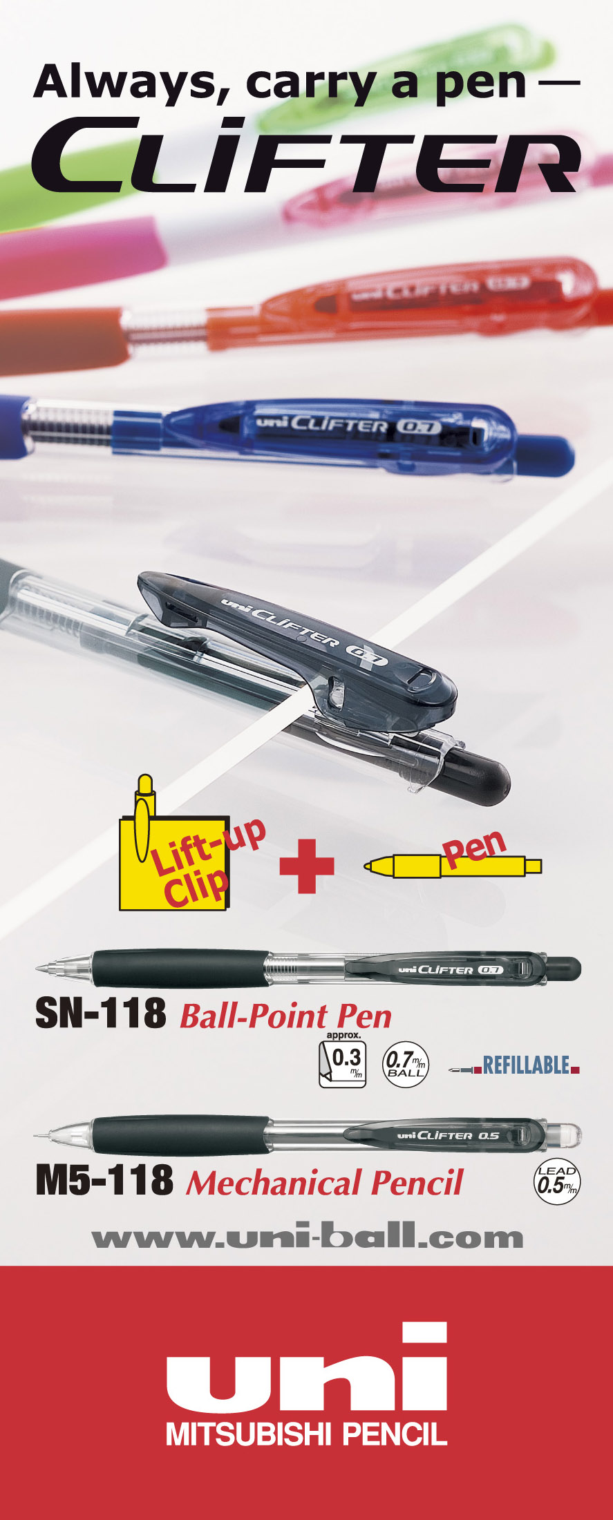 Bộ 1 bút chì bấm UNI CLIFTER 0.5mm (M5-118) + ruột chì 0.5mm-2B