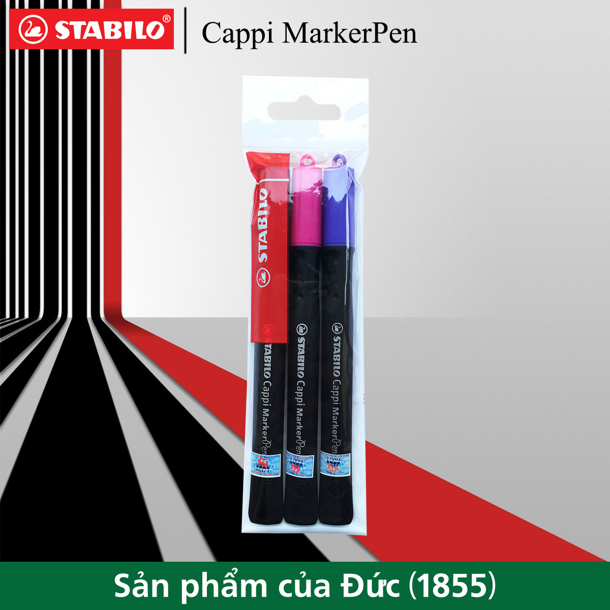 Bộ 3 bút lông dầu STABILO Cappi MarkerPen 169