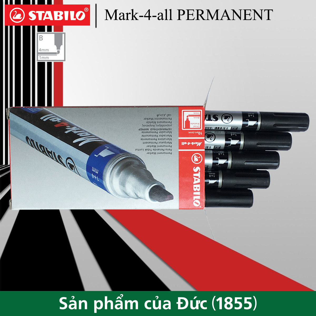 Hộp 10 Bút lông dầu STABILO Mark-4-all PERMANENT 651/653